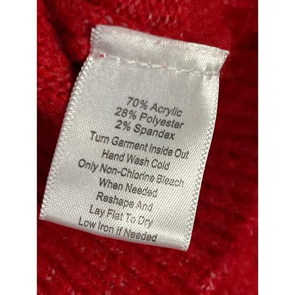 Broadway 38 Vintage Red Rhinestone Embellished Puff Sleeve Sweater Size Large - Picture 8 of 9